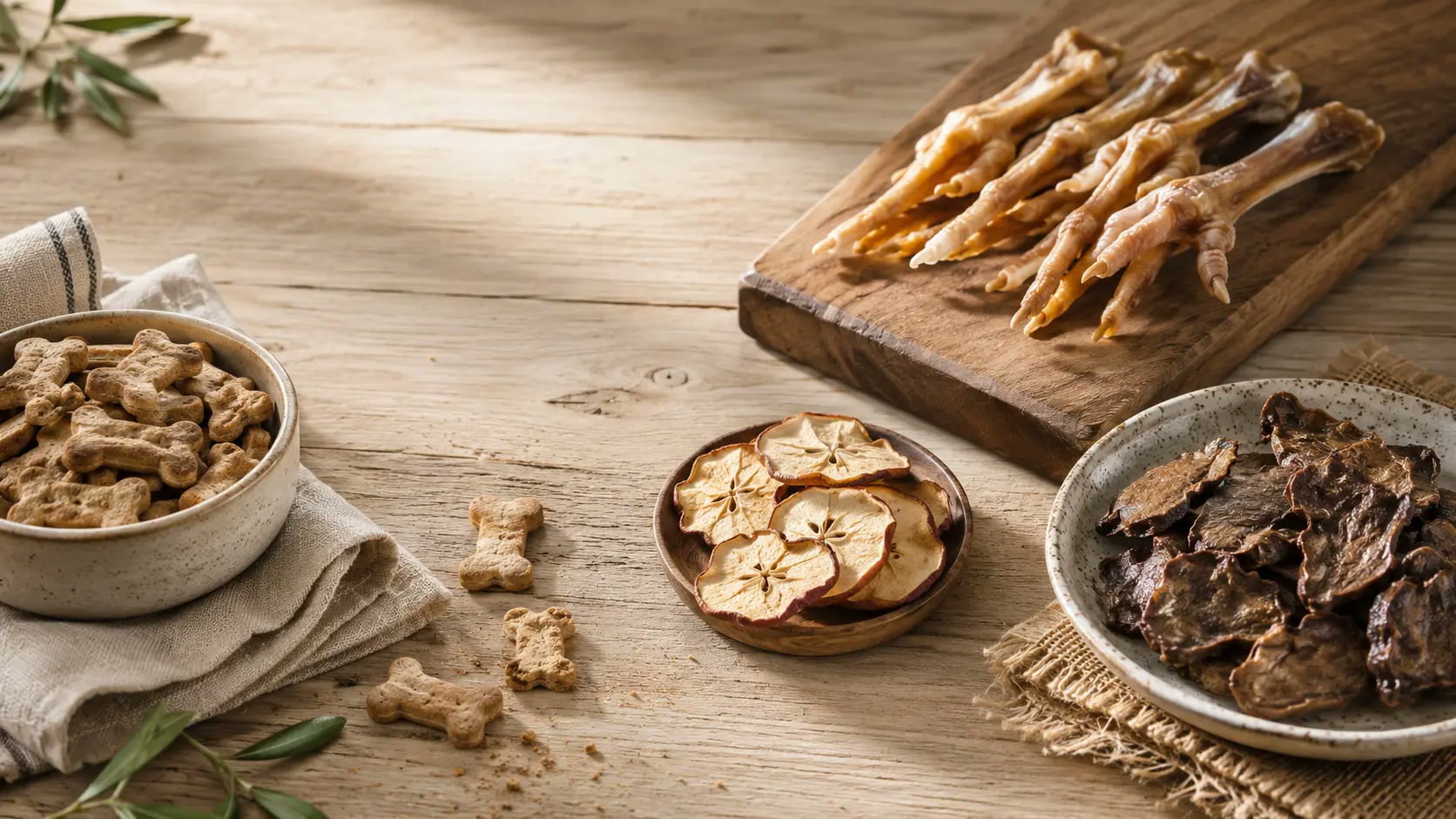Assortment of homemade dog treats